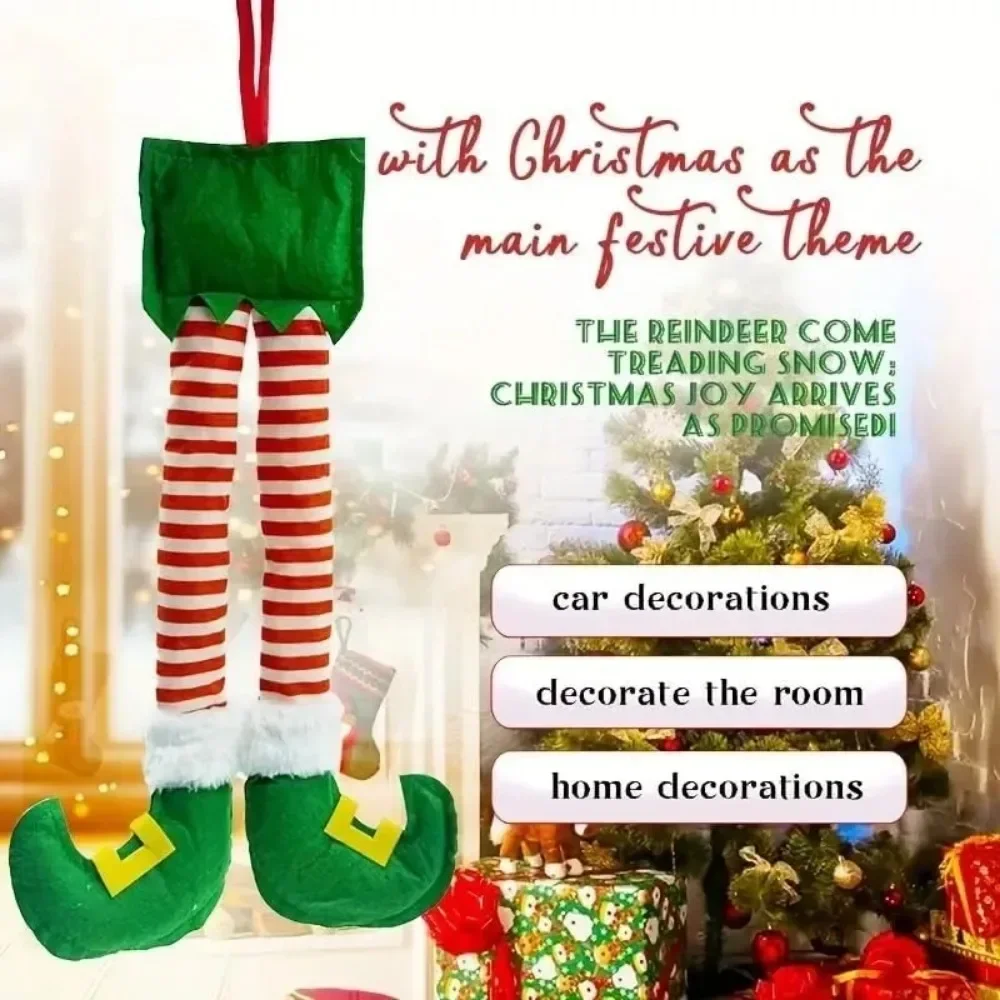 1/2PCS Christmas Santa Elf Leg Ornament Xmas Tree Hanging Decor for Car Fireplace Home Party Decoration