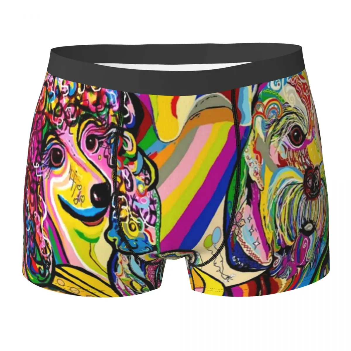 Abstract Poodle Underwear Color Dogs Print Custom Boxershorts Hot Men Underpants Stretch Boxer Brief Gift Idea