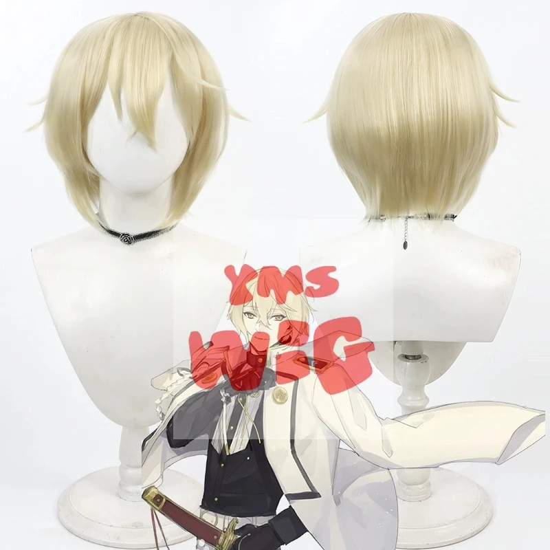 

Парик для косплея Amine Touken Ranbu Online Higekiri, короткий прямой светло-русый термостойкий синтетический парик для ролевых игр на Хэллоуин