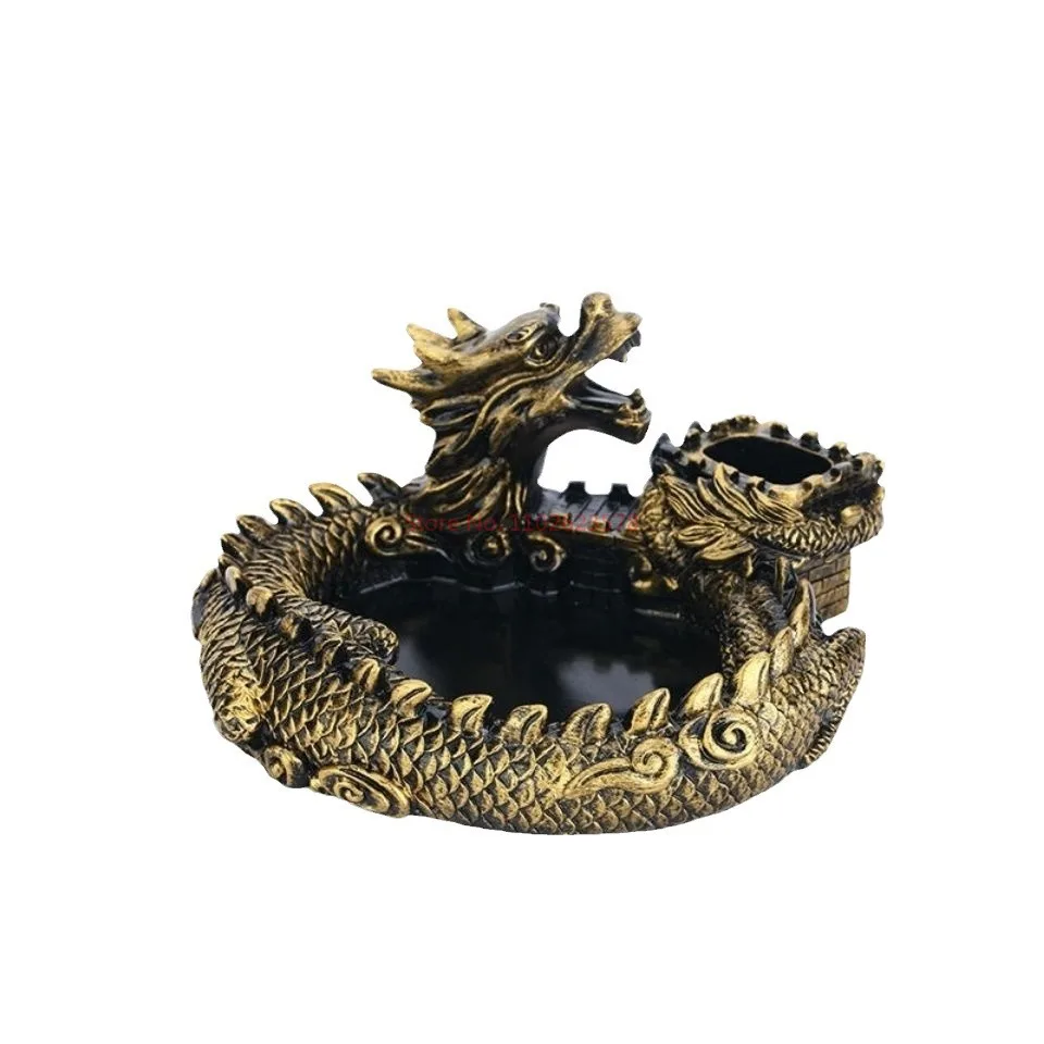 Resin Dragon Ashtray Portable Cigar Ashtray Indoor Outdoor Stand Animal Ornaments Household Living Room Bedside Office Ashtray