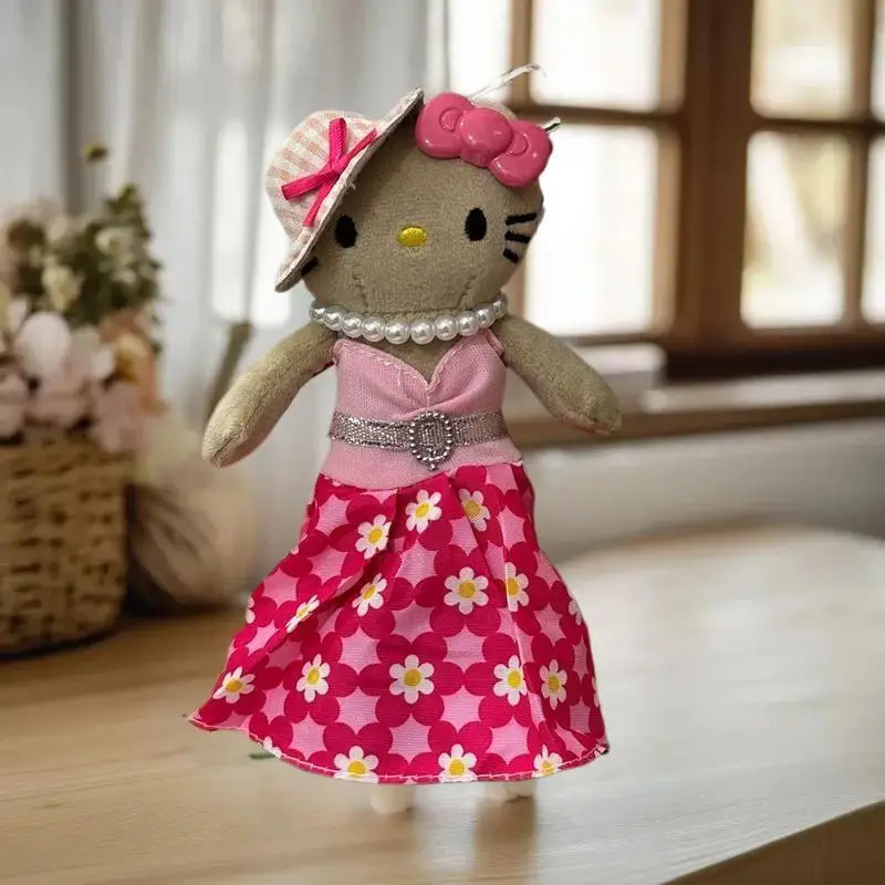 Sanrio Hello Kitty schattig strandvakantie stijl tas decoratie pluche pop knuffel langbenige sleutelhanger hanger meisje cadeau