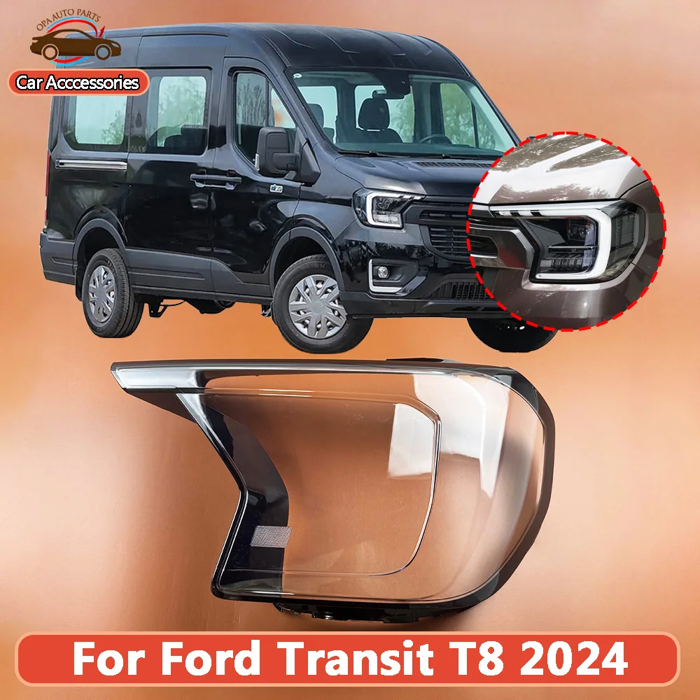 Headlight Transparent Lens For Ford Transit T8 2024 Headlamps Cover Transparent Lampshade Case Headlights Shell Lens Plexiglass