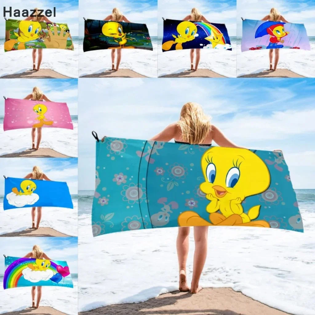 Cartoon Tweety Bird Piolin Bath Towel beach towel female silk printed long skirt wrapped bikini covered sunscreen blanket