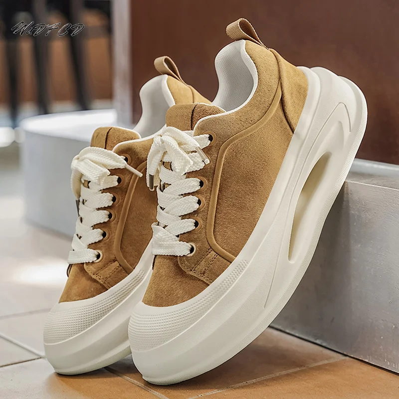 Sneakers Casual Mens Original Designer Hollow Sole Board Shoes Fashion Leather Upper Height Increased Flat Platform Sports Shoes
