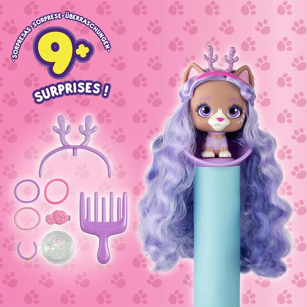 Ich liebe Vip Pets Surprise Hair Reveal Reborn Doll Surprise Tress Langes Haar-Styling für Puppen mit Haaren für Frisuren Spielzeugpuppe
