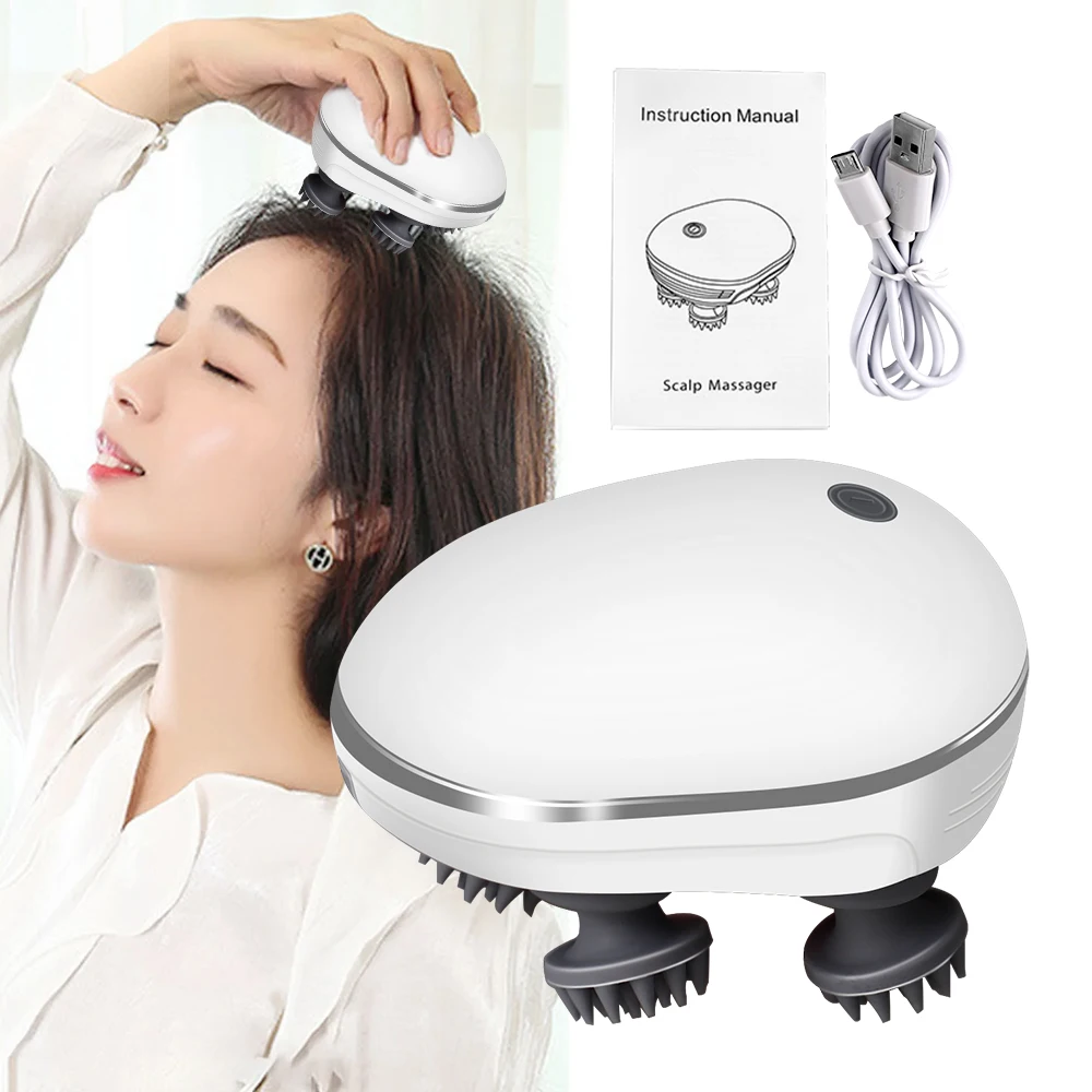 Infrared Smart Scalp Massager Wireless 4 Kneading Massage Heads Body Massager for Hair Growth Stress Kneading Vibration Roller