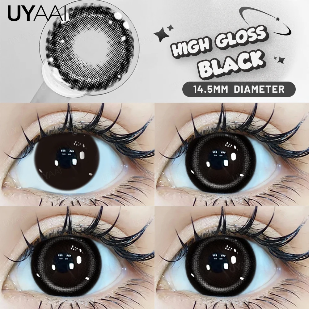UYAAI Schwarze Linsen mit großem Durchmesser, 14,2-14,5 mm, farbige Kontaktlinsen für die Augen, große Augenlinsen, natürliche braune Linsen – Detail 14