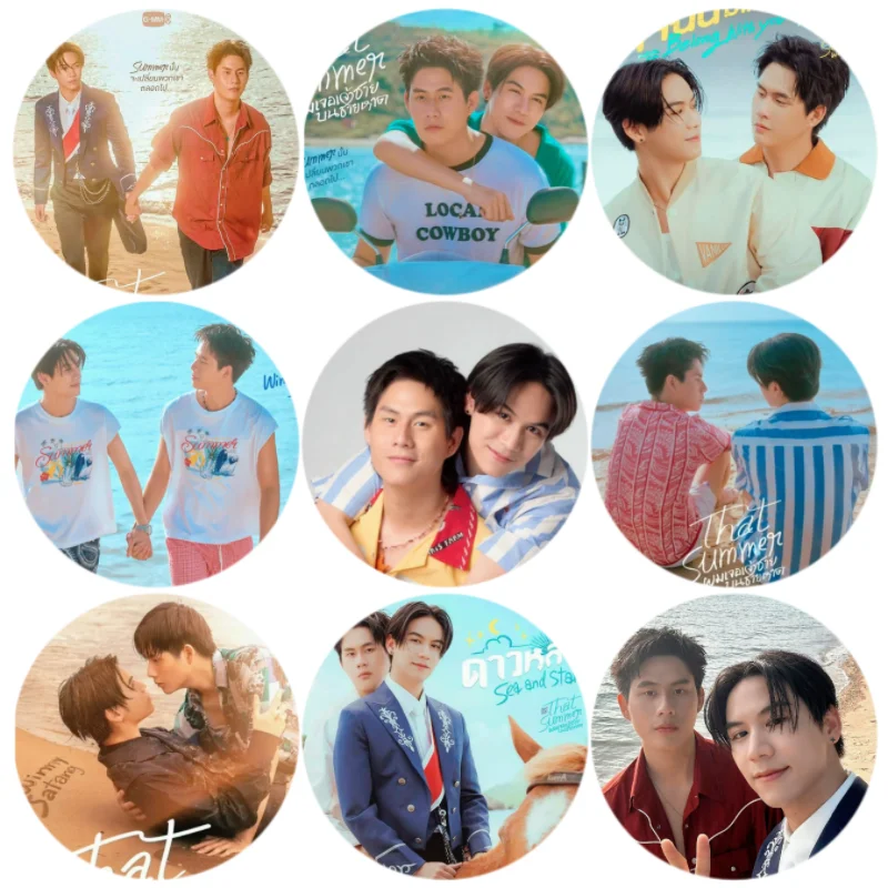 9PC/SET Winnysatang Winny Thanawin Satang Kittiphop Thai TV That Summer Drama Stills Photo Badge Bang Brooch Bag Decor Pins