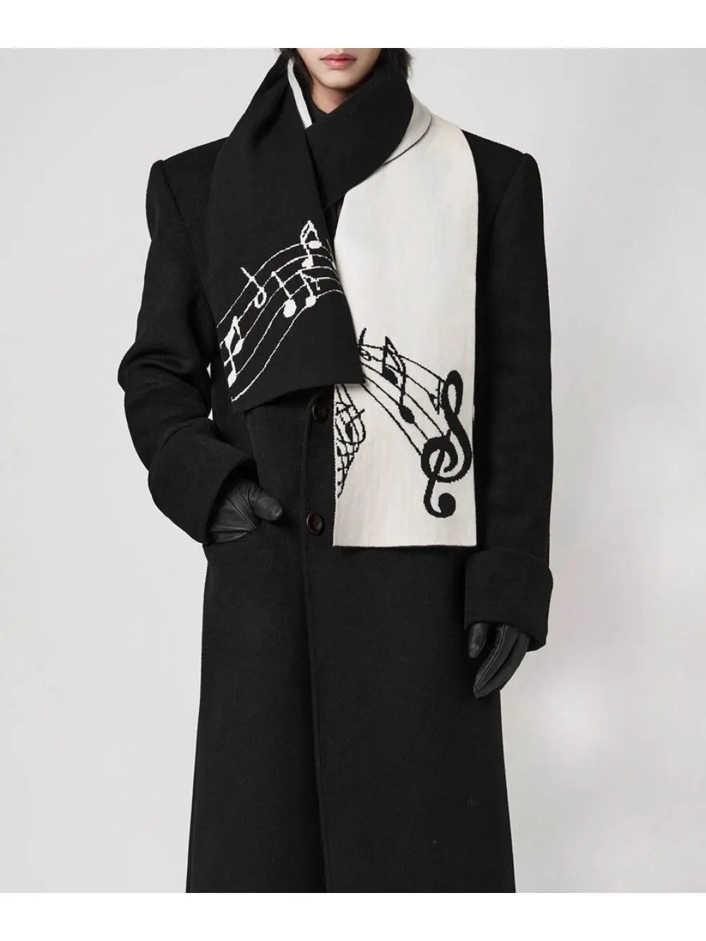 New autumn and winter vintage elegant music score note double-sided scarf street casual trend versatile accessories gift ins
