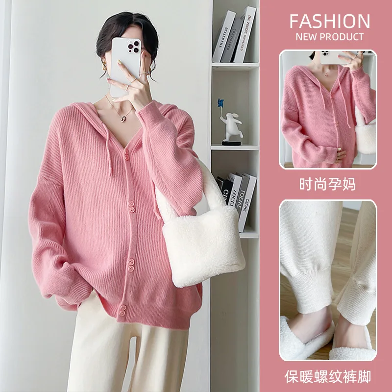 Pregnant woman coat long sleeve sweet hair button small fragrance coat