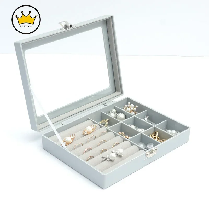 Fashion Portable Jewelry Ring Jewelry Display Organizer Box Tray Holder Earring Jewelry Storage Case Showcase