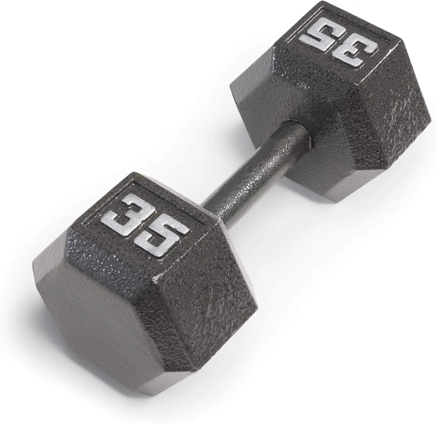 Cast Iron Hex Dumbbells Collection - Available Size From 35-lb To 50-lb, Sold Individually, Knurled Handle, No-Roll Head