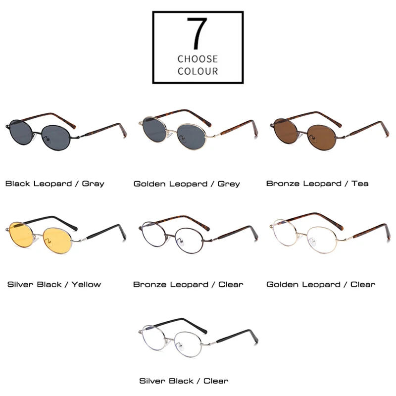 SO&EI Fashion Small Metal Oval Sunglasses Women Retro Punk Men Trending Clear Lens Frame Shades UV400