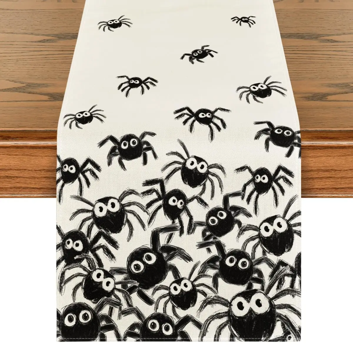 

Black Spider Halloween Table Runner, Silhouette Kitchen Dining Table Decoration for Home Party Decor