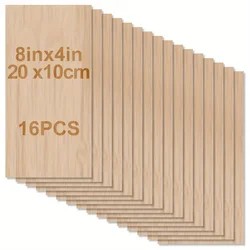 4/8/16 Pieces Wood, 8 x 4 Inch / 20*10 cm - 2mm Thick Unfinished Wood Boards, Blank Wood Cutouts for Crafts, Arts and Crafts, Wo