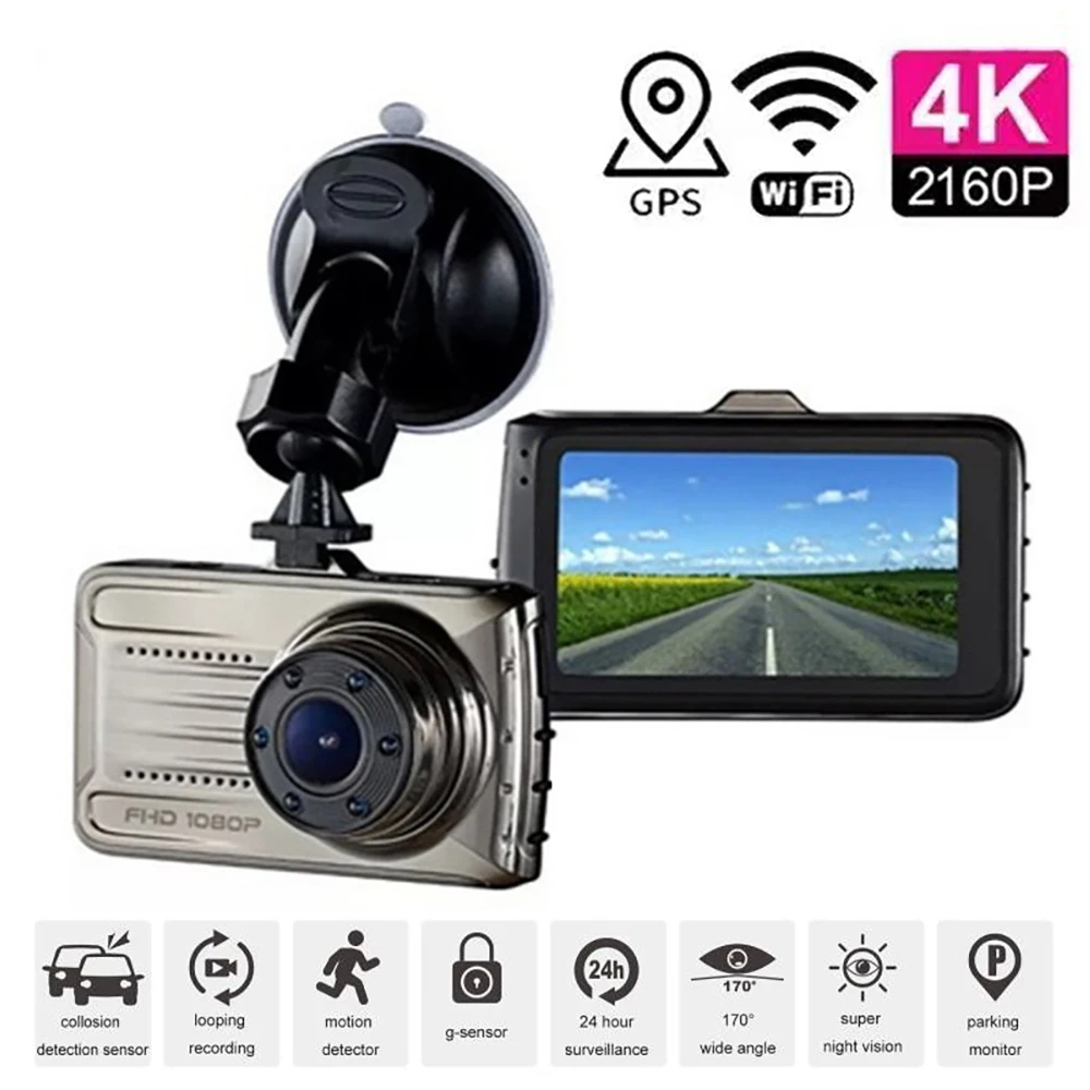 Car DVR WiFi GPS Dash Cam 4K 2160P Vehicle Camera Drive Video Recorder Night Vision Auto Black Box Registrator Car Accessories