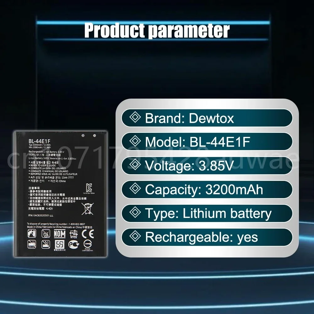 3200mAh BL-44E1F BL44E1F Battery for LG V20 VS995 US996 LS997 H990DS H910 H918 LG Stylus3 LG M400DY Phone Replacement Battery