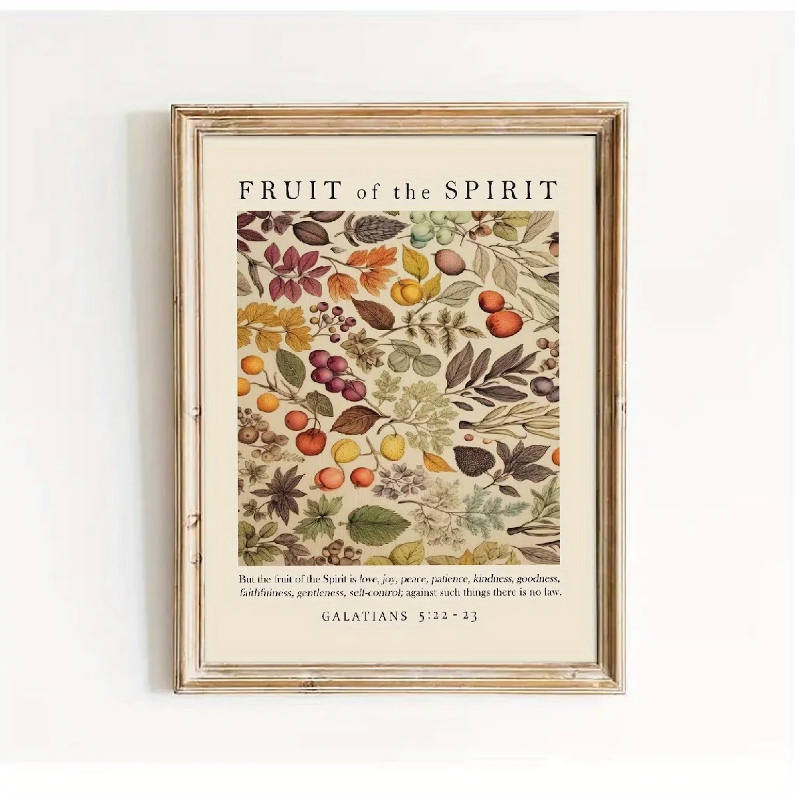 2D Flat, 1pc Holy Spirit Fruit Christian Scripture Canvas Painting - Vintage Frameless Suitable for Living Room, Bedroom Wall