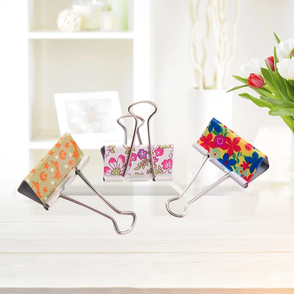 24pcs Binder Clips Colorful File Paper Clip for Home School Office 32mm (Random Pattern and Color) Paper Binder Clip