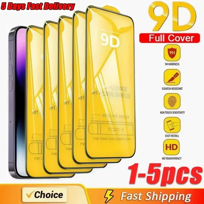 5/1Pcs HD Screen Protectors For iPhone 15 17 Pro Max Air 16 14 Plus 13 12 Mini 16e 11 X XR XS 6 9D Tempered Glass For iPhone 18