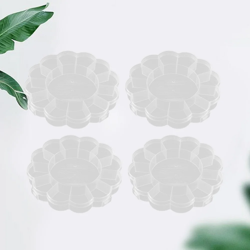 

4Pcs Plastic Storage Box 13 Compartments Round Organizer Desktop Container for Office Cosmetics Sundries Storage Case