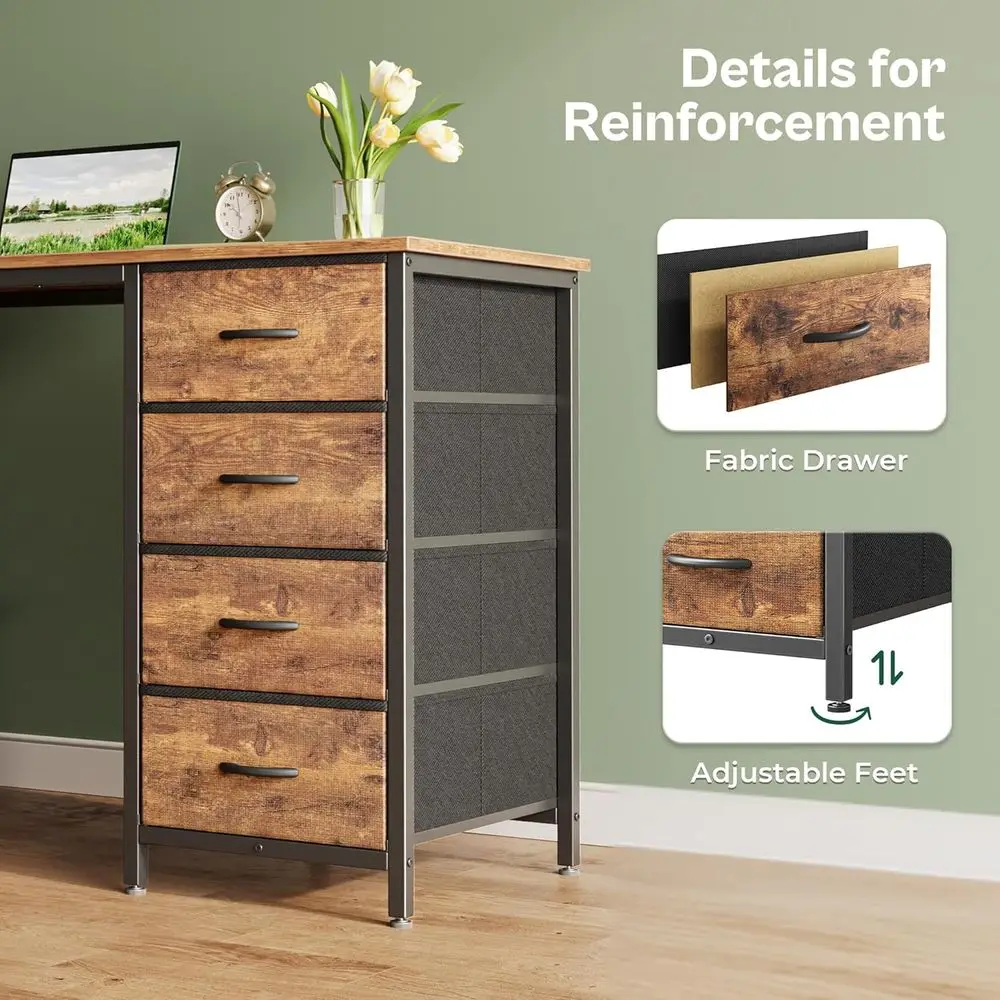 Mesa de escritório doméstico e para jogos de armazenamento grande marrom rústico 55 com 8 gavetas de tecido