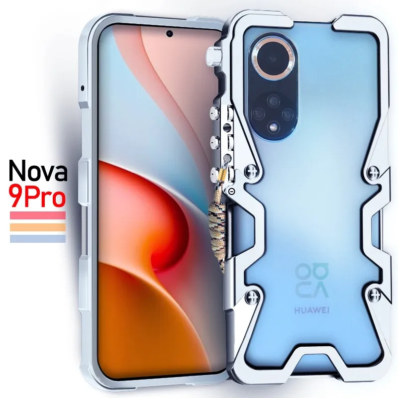 Metal Alumínio Phone Cases para Huawei, Armadura Luxuosa, Bumper para Nova 9, Nova9, Se Pro, Capa, Mecânica, Artesanal Caso Do Crânio, Capa De Luxo