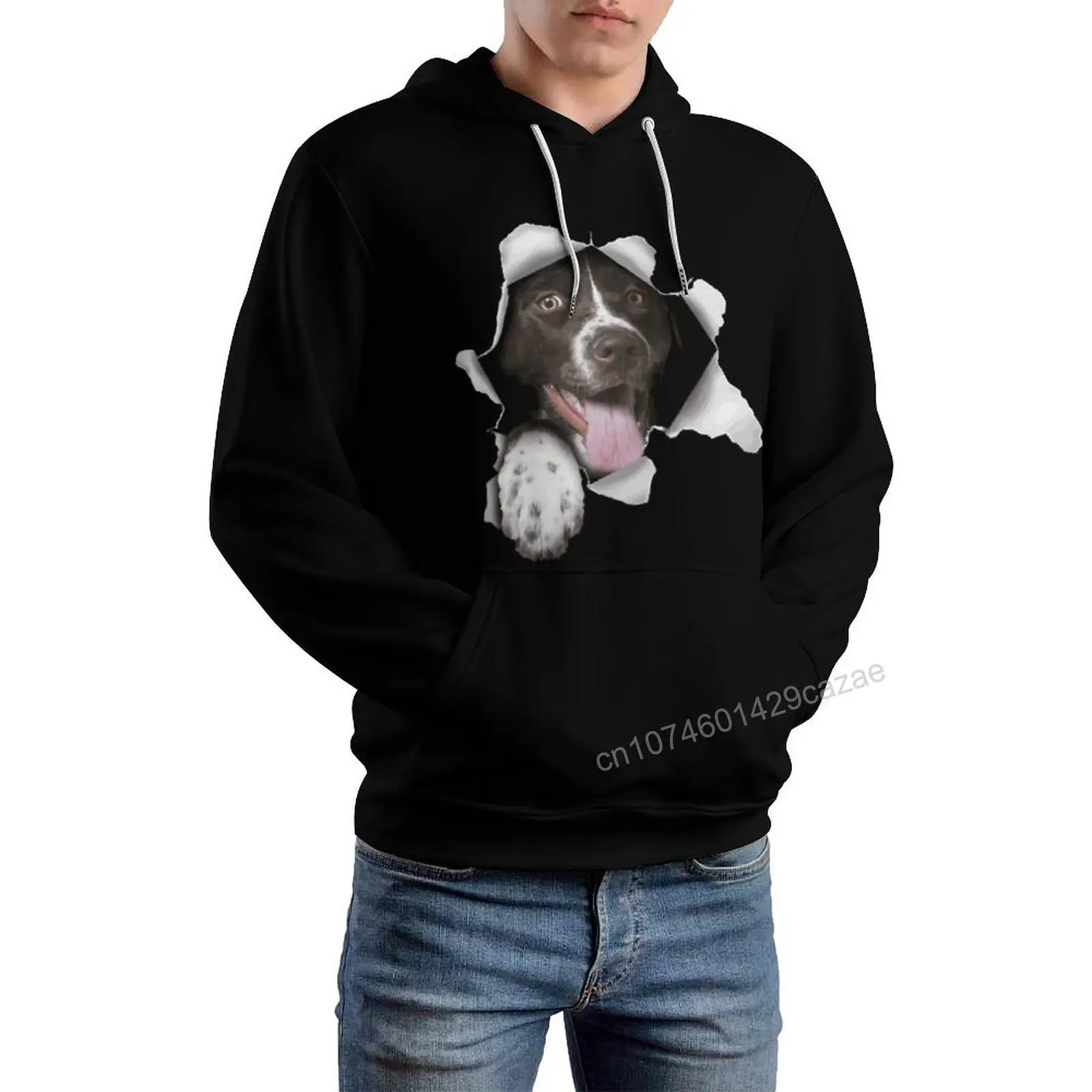 Paper Hole Dog 3D Hoodie Polyester Cool Men Women Harajuku Sweatshirt Unisex Casual Pullover Hoodies