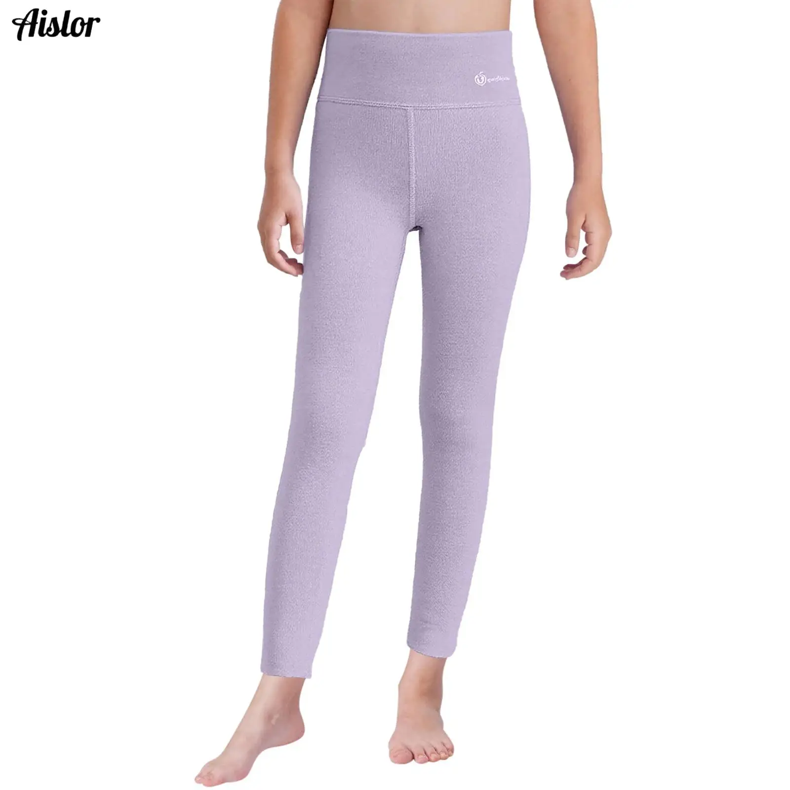 

Kids Girls Warm Fleece-Lined Thermal Pants Autumrn Winter Nightwear Homerwear Solid color Elastic Waist Slim Fit Leggings Pants