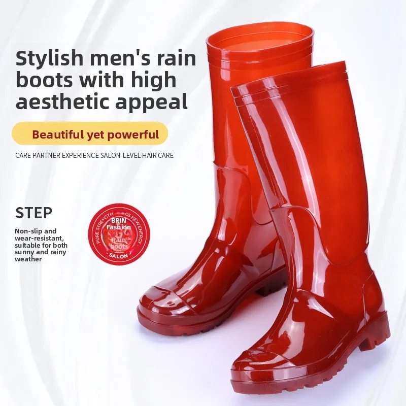 

Direct Sale Summer Quick Dry Glue Shoes Long Tube Water Boots Brown High Tube Men's Rain Boots Mesh Water Shoes