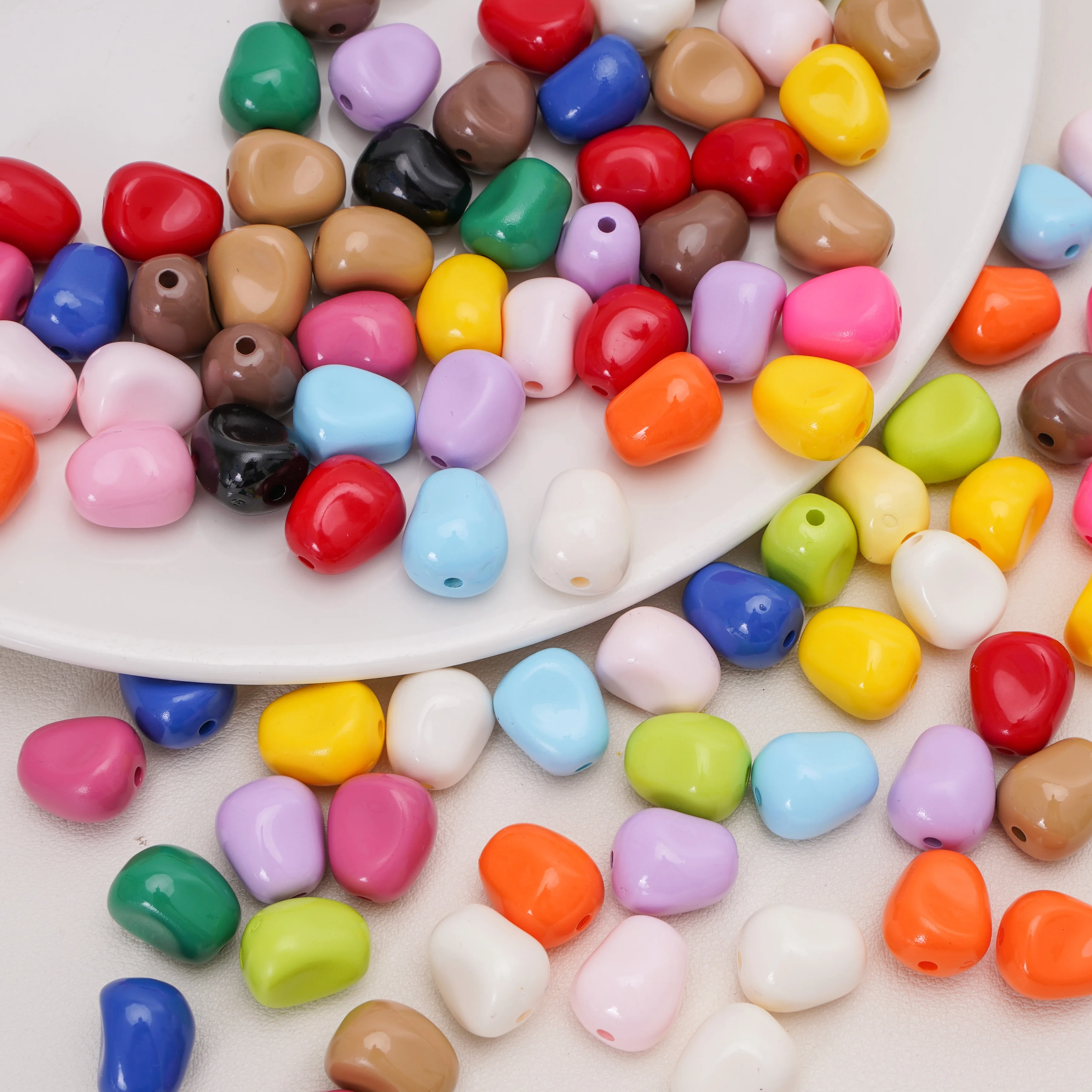 

5-20pcs 12x15mm Acrylic solid color corn kernel Beads Loose Spacer Oval Beads for DIY Handmade Jewelry Bracelet Accessories