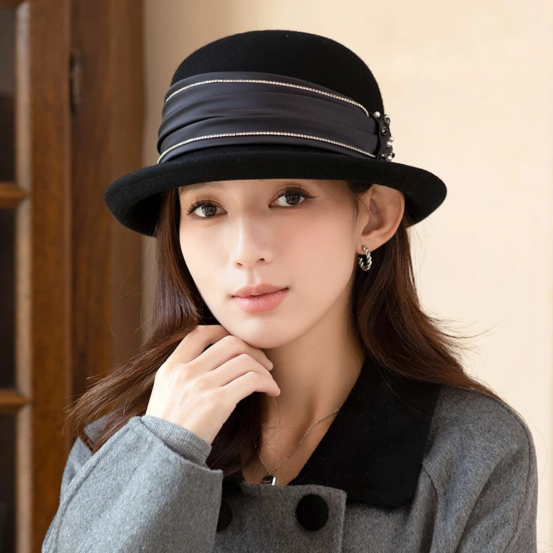 

Autumn and winter hats for women, new French wool felt hats, fashionable and versatile top hats for women, Japanese style face e