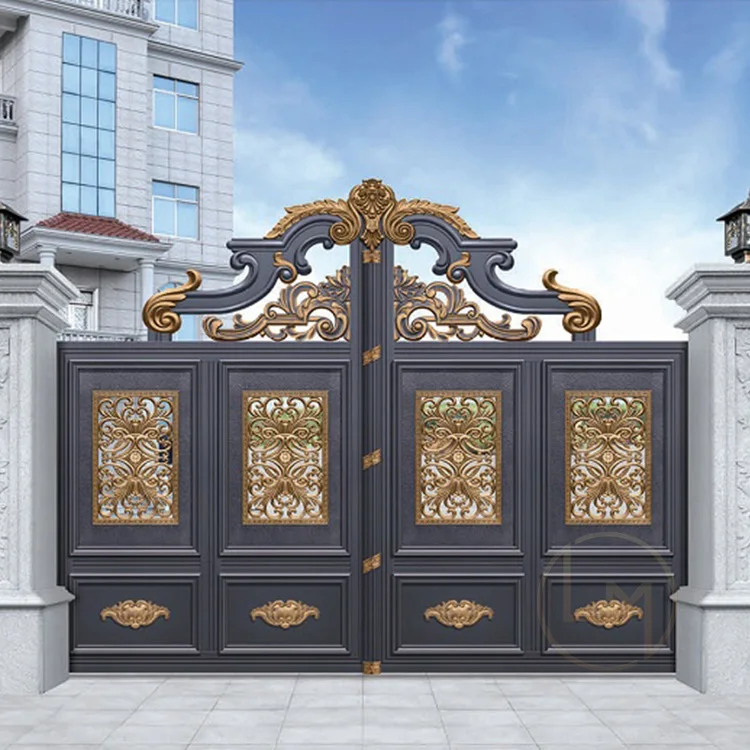 Custom Professional Design Customization Cast Garden Aluminum Automatic Sliding Gate Villa Fence Front Gate Prices