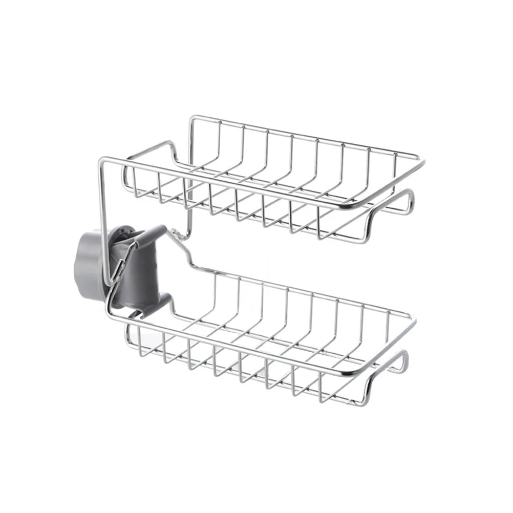 

Faucet Rack Soap and Sponge Holder Adjustable Storage Bracket Organizer Kitchen Sink