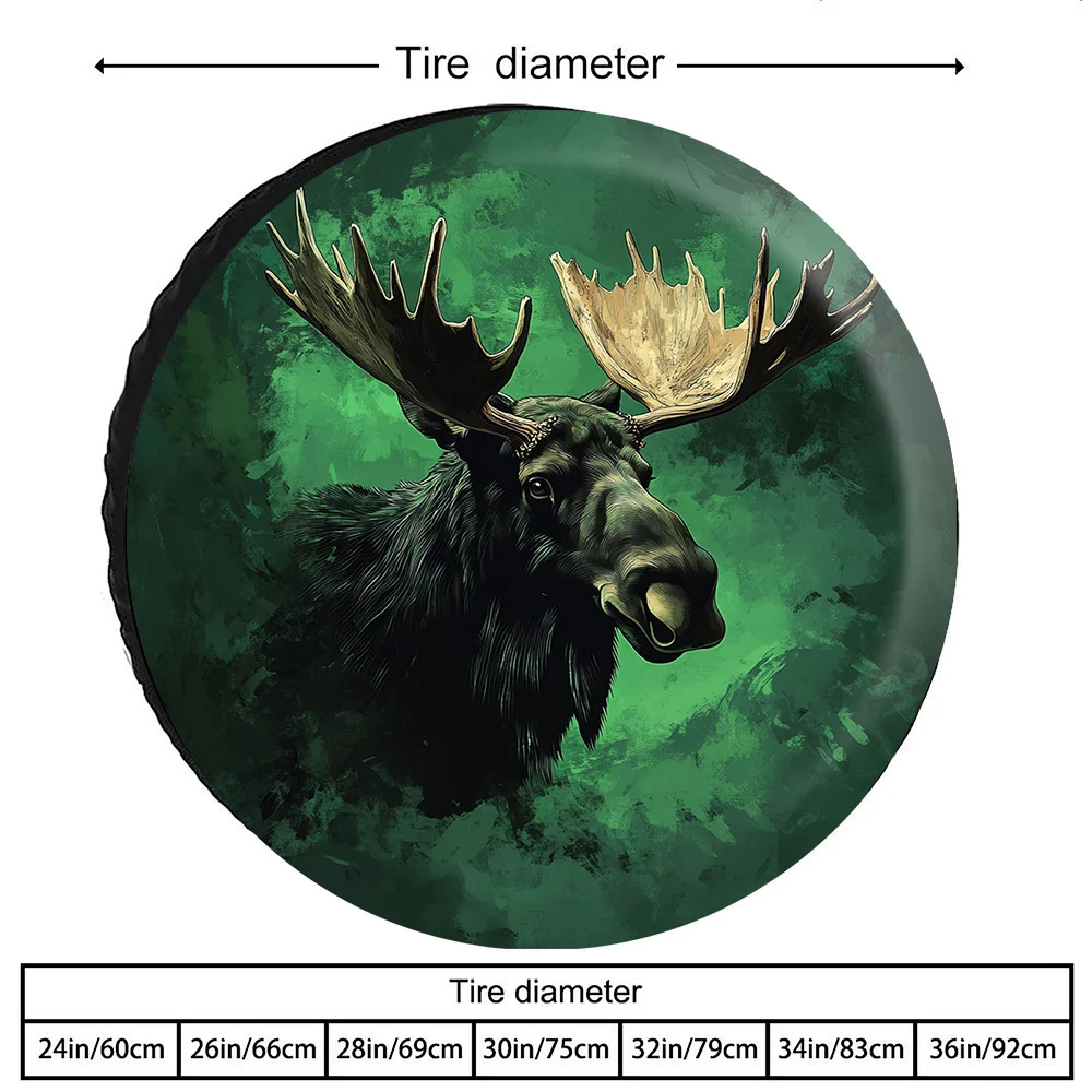 Wilderness Moose Spare Tire Cover Green Art Realistic Graphic SUV Protector