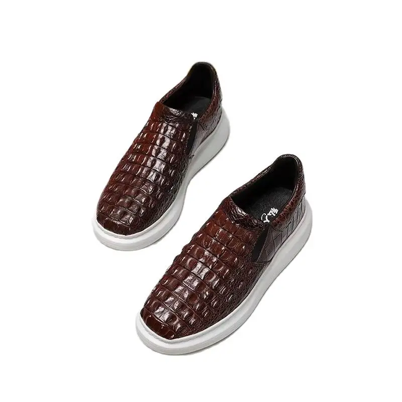 BATMO 2023 new arrival Fashion Crocodile Skin causal shoes men,male Genuine leather shoes PDD25