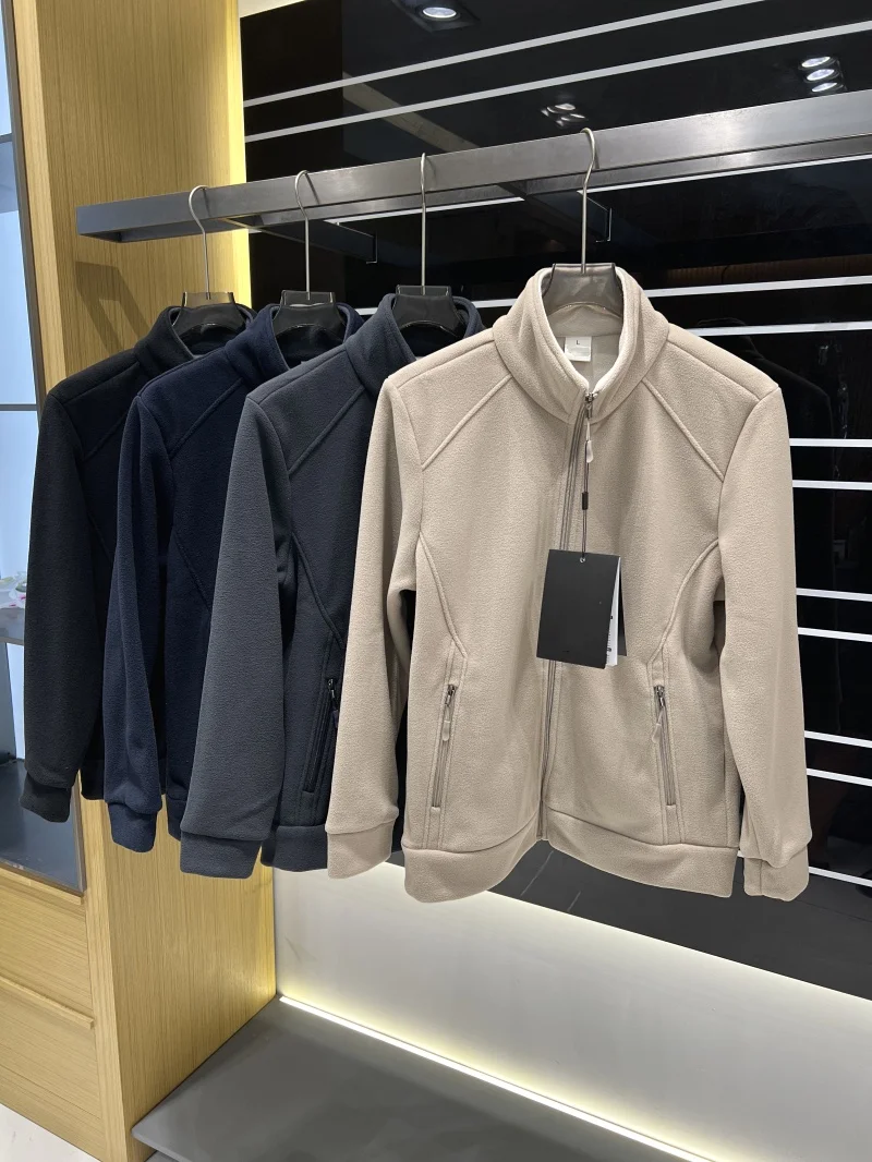 

Men's Outdoor Fce Lined Stand Collar Jaet Zipper Soft ell Warmth Autumn New Arrival Casual Sle Long Sve Coat