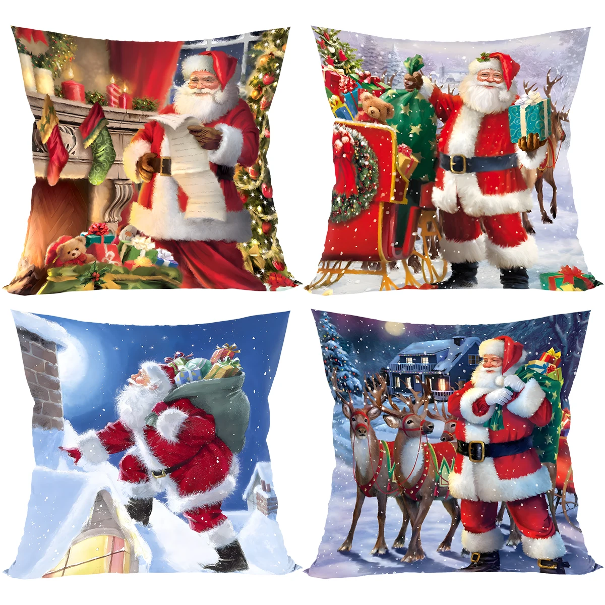 Christmas Santa Cushion Cover Pillowcase Merry Christmas Decor For Home 2024 Navidad Natal Cristmas Xmas Gift Happy NewYear 2025