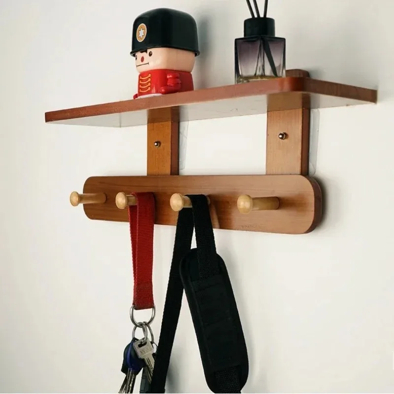 

Multifunctional Coat Racks Wall Hook Wall Clothes Hanger Nordic Wooden Hook Door Back Room Entrance Hook Wall Shelving Coat Rack