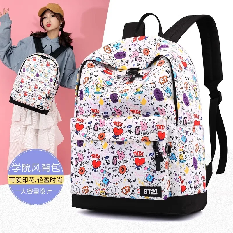 

Новый рюкзак BT21 вокруг прекрасной поддержки для мужчин и женщин студентов Корейская версия большой емкости