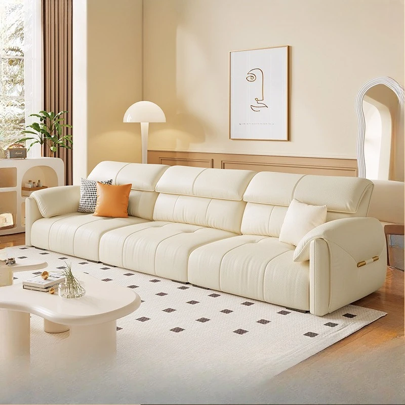 Light luxury first-layer cowhide sofa living room small apartment elephant ear leather sofa