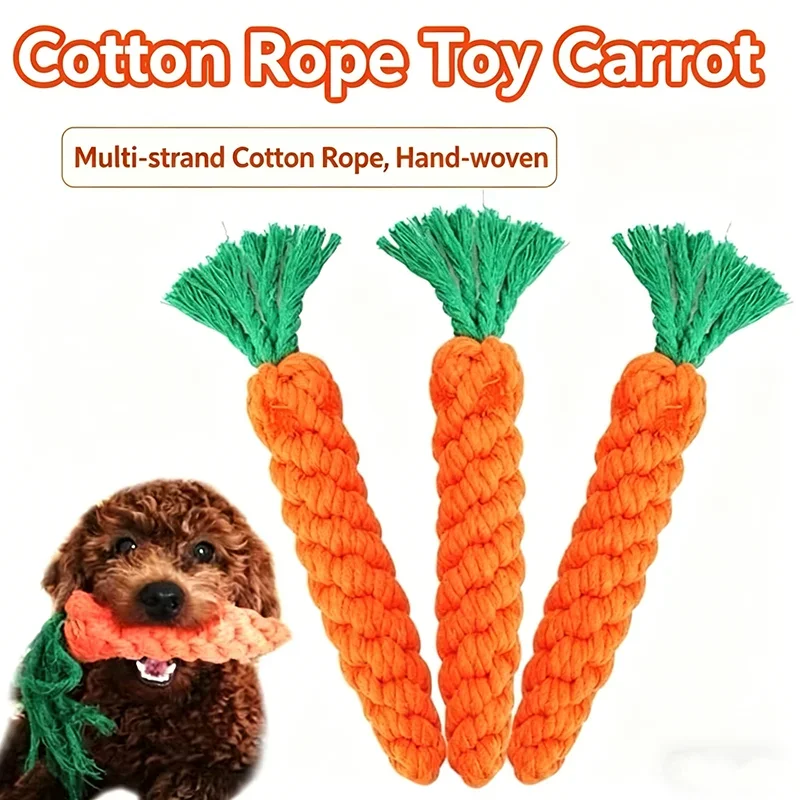 Carrot Cotton Rope Dog Chew Toy Bite Resistant Teeth Cleaning Interactive Play Toy for Small Puppy Pet Supplies