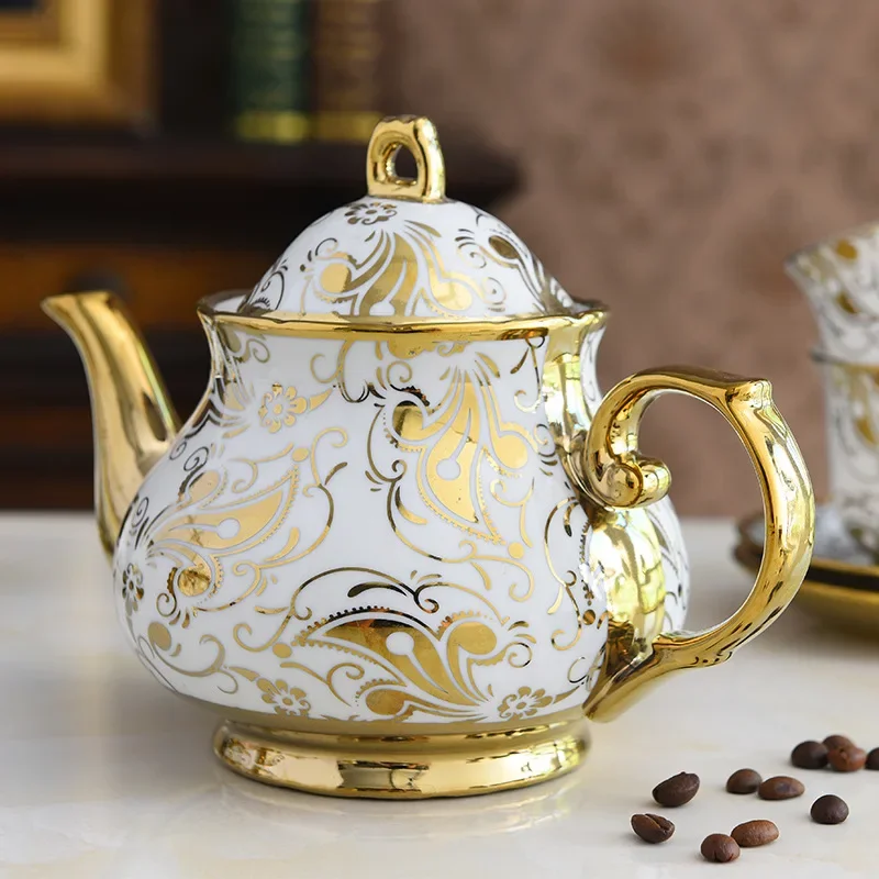 New Nordic Noble Bone China Coffee Pot Coffee Cup Saucer Sugar Bowl Set Luxury Ceramic Mug Top-grade Tea Cup Spoon Free Shipping