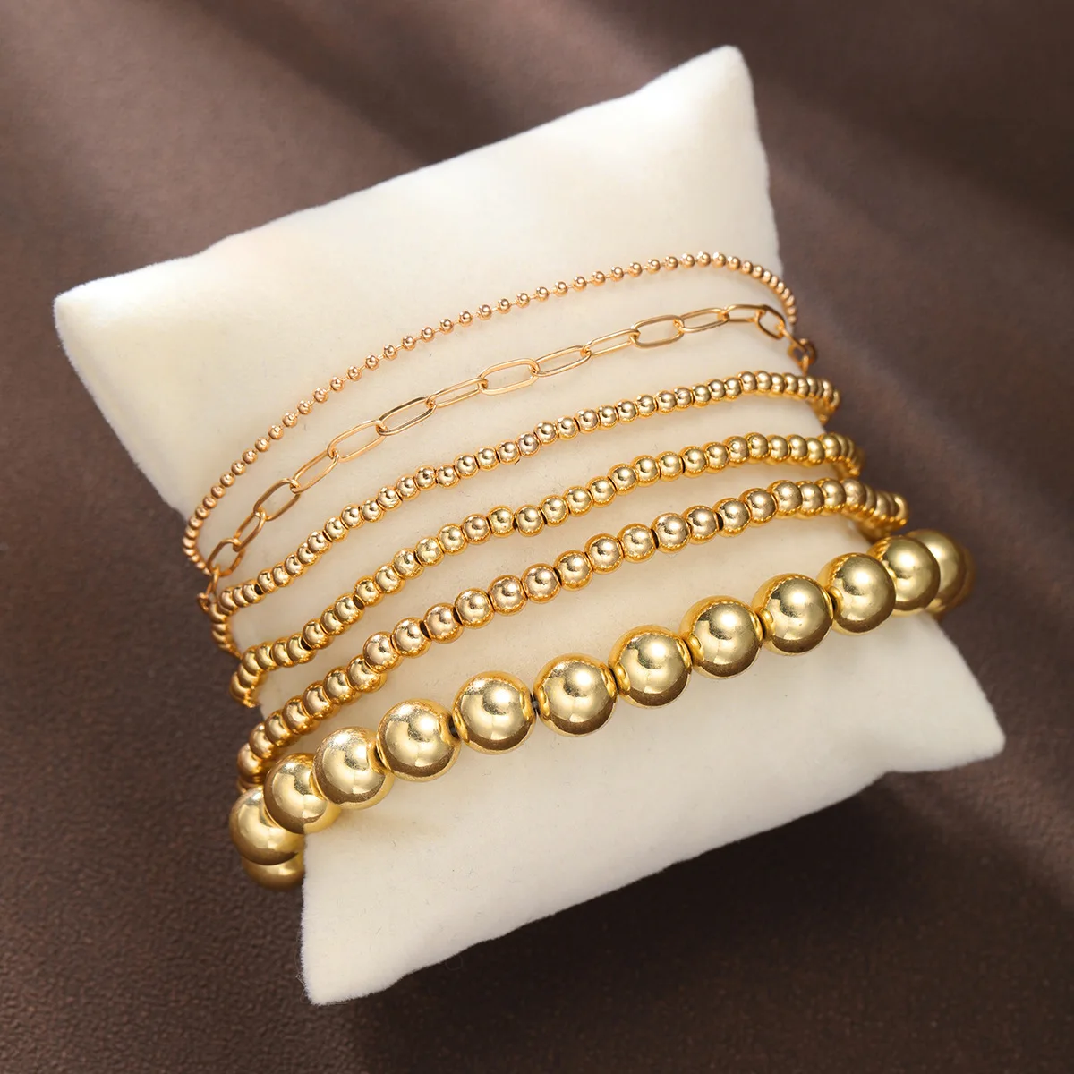 

Retro Fashion Premium Bracelet Set Chain Round Bead Jewelry 6-piece Set
