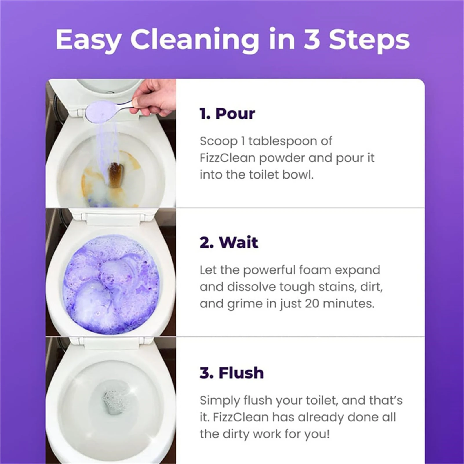 1 Pack Foaming Toilet Cleaner Powder Powerful Limescale Rust Remover for Bathroom Sink Tub Tile Deep Cleaning Essentials