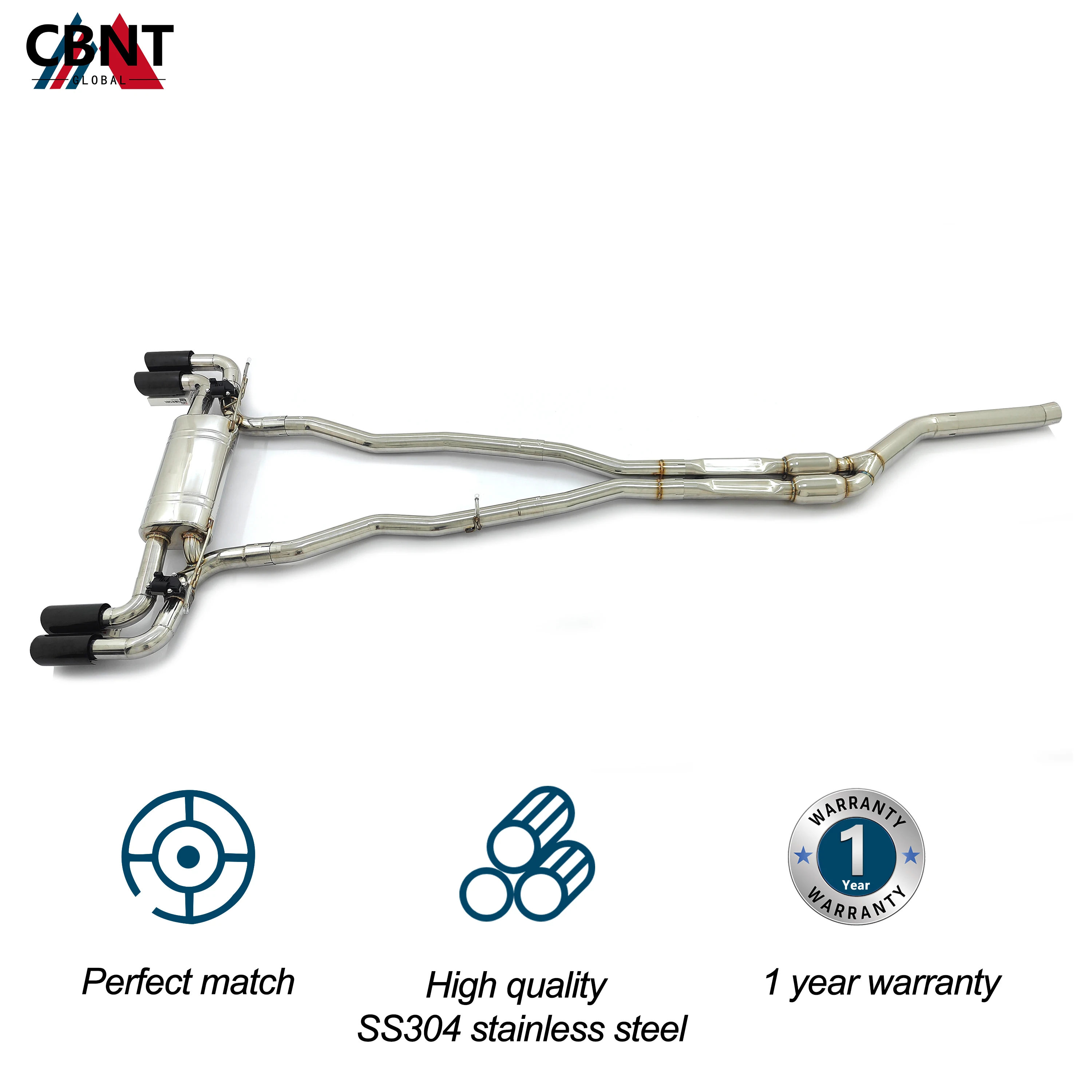 CBNT for BMW 5 Series B58 G30 G31 G38 540i 3.0T Exhaust Catback Pipe Muffler with Valve Tuning SS304 Valved Exhaust-pipe System