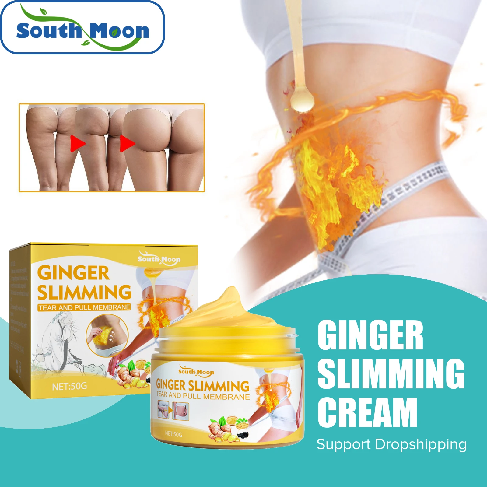 South Moon Shaping Body Cream Anti-cellulite Chin Firming Ginger Slim Gel Weight Lose Fat Burning Slimming Hot Fat Burning Cream