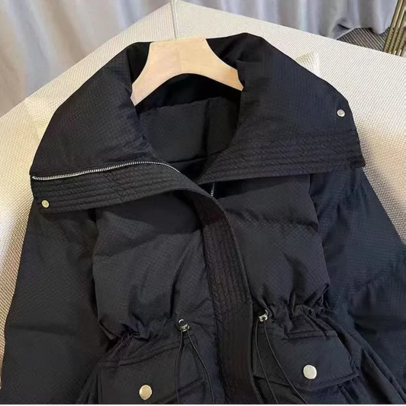 

Women's Clothing Down Cotton-padded Clothes New Winter Thickened Waist Cotton-padded Jackets, Loose Coats, Long and Fashionable.