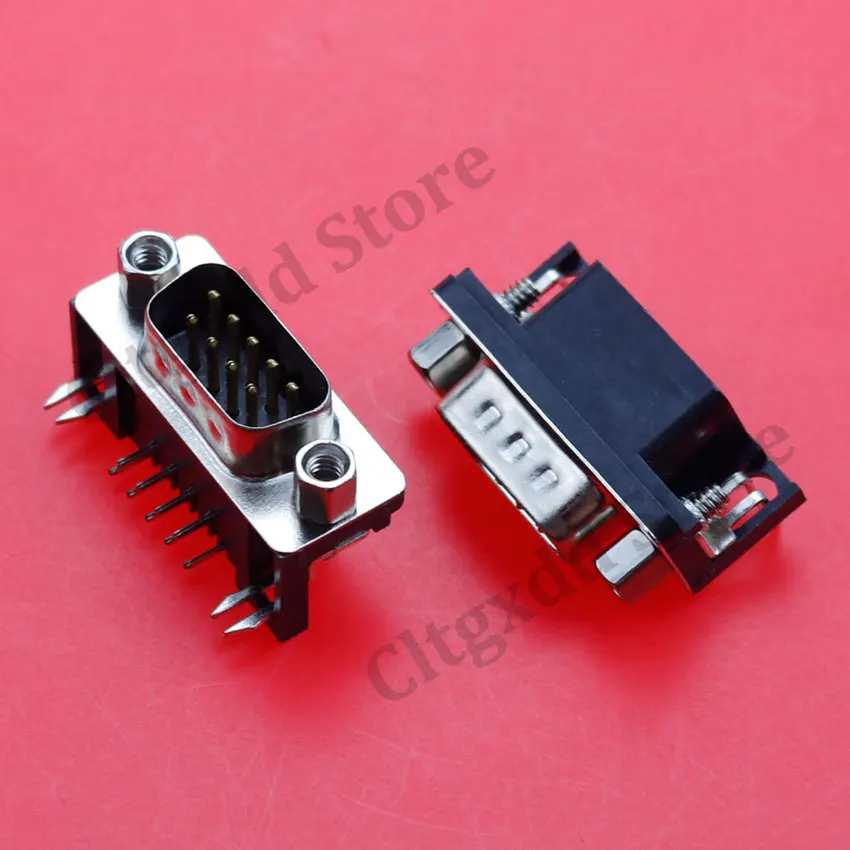 Cltgxdd-conector macho DB9 DB15, enchufe hembra, montaje PCB, d-sub, 9 pines, 15 Pines, RS232, aguja doblada de 90 grados, DR9, DR15, 2 piezas