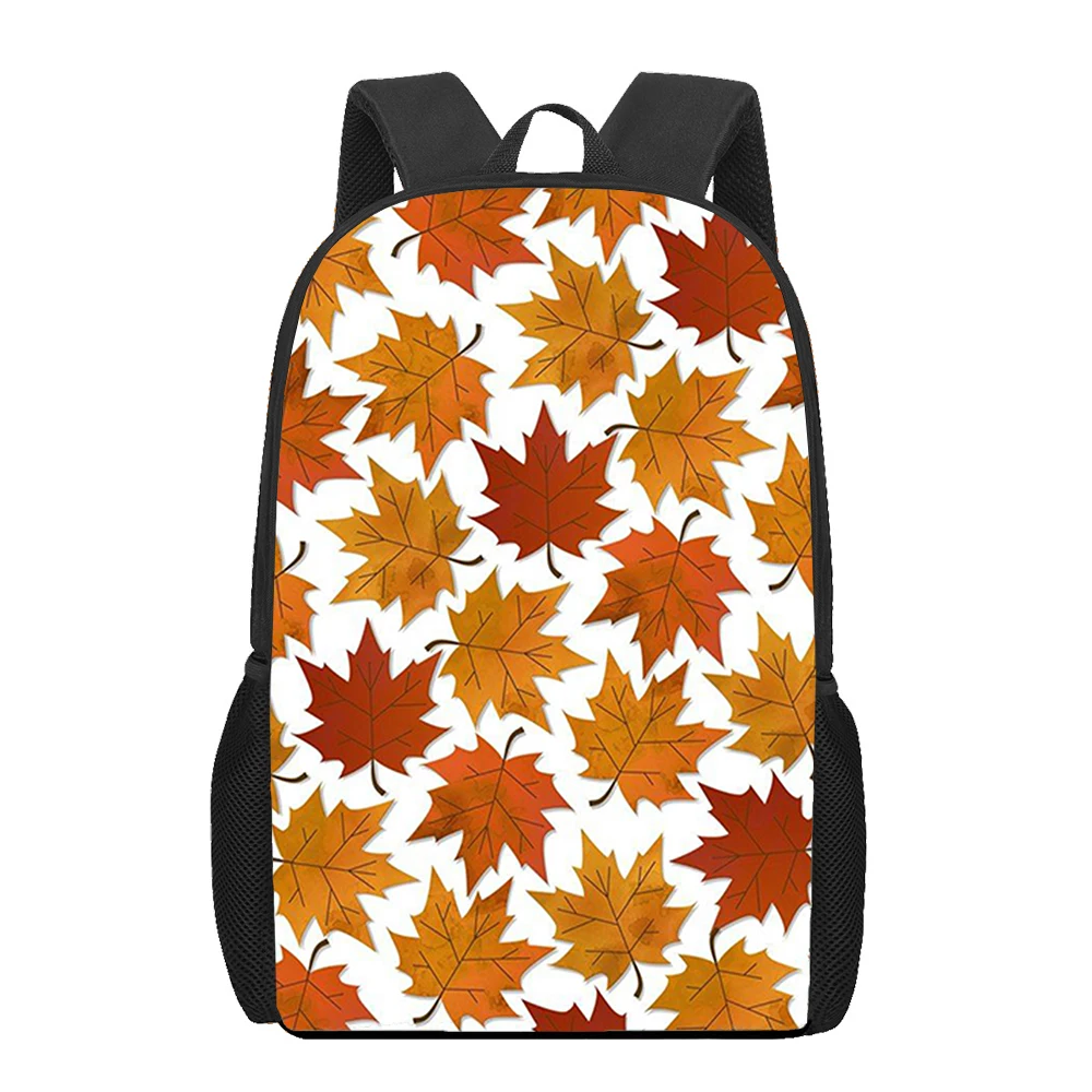 Sac à dos imprimé feuilles d'automne 3D, sac d'école, sac à dos pour ordinateur portable, sac de pique-nique de voyage étanche pour hommes, femmes, adolescents, double initié